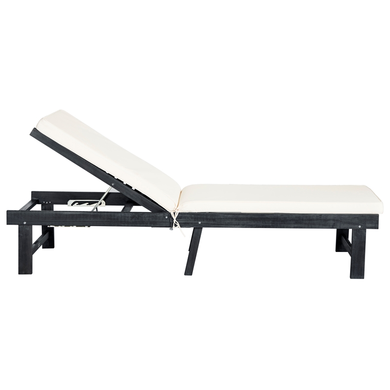 Safavieh Inglewood Wood Lounge Chair  in Dark Gray / Beige