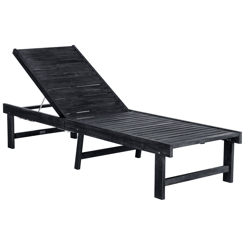 Safavieh Inglewood Wood Lounge Chair  in Dark Gray / Beige