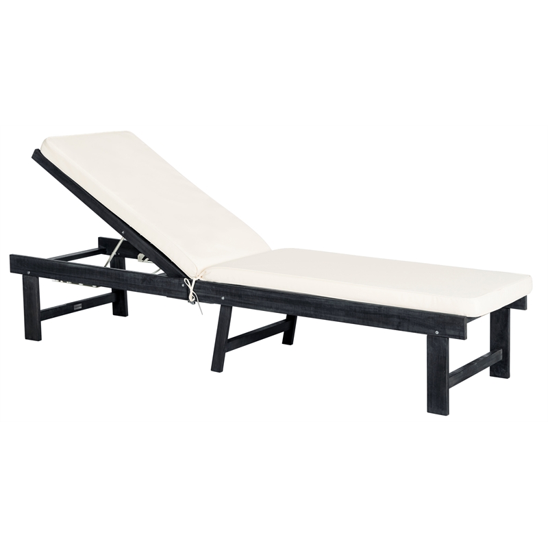 Safavieh Inglewood Wood Lounge Chair  in Dark Gray / Beige
