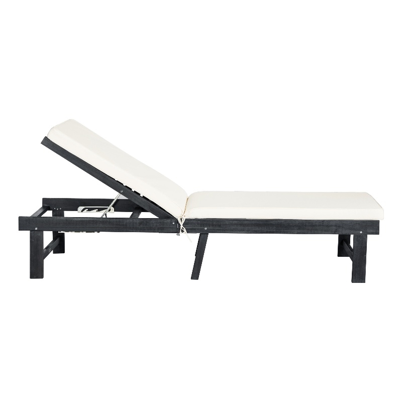 Safavieh Inglewood Wood Lounge Chair  in Dark Gray / Beige