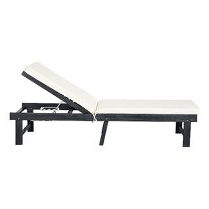 Safavieh Inglewood Wood Lounge Chair  in Dark Gray / Beige