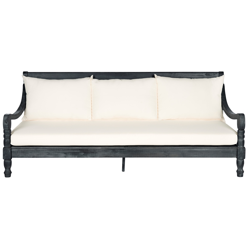 Safavieh Pasadena Wood Daybed in Dark Gray / Beige