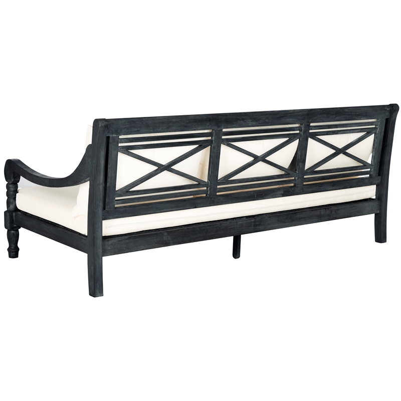 Safavieh Pasadena Wood Daybed in Dark Gray / Beige
