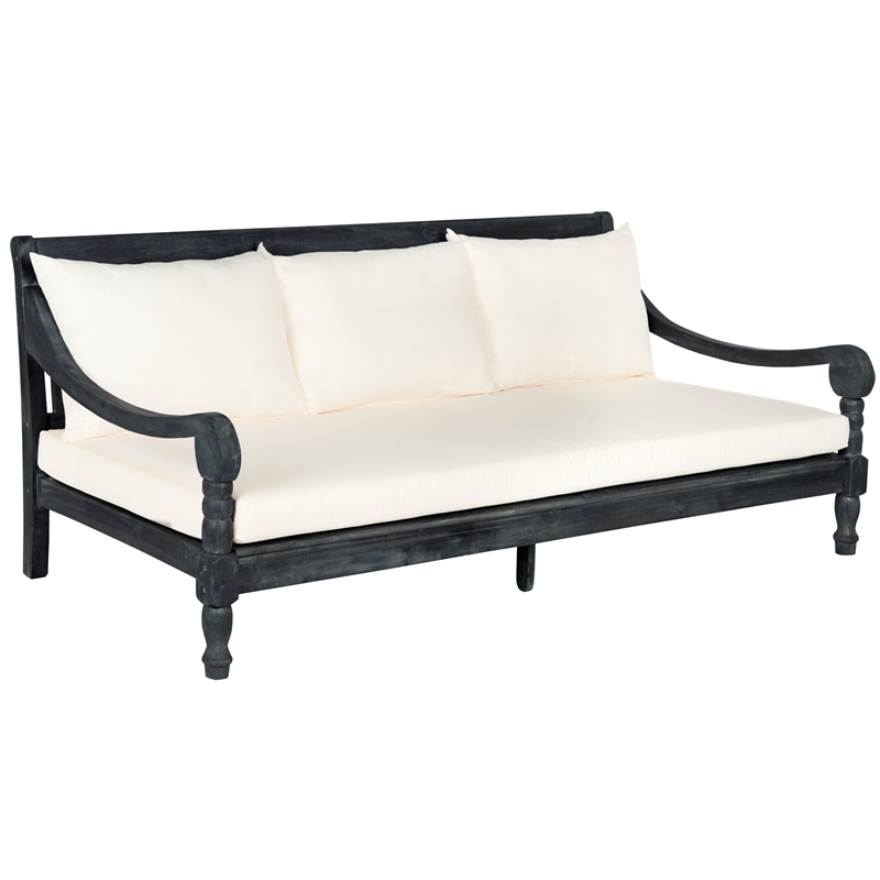 Safavieh Pasadena Wood Daybed in Dark Gray / Beige