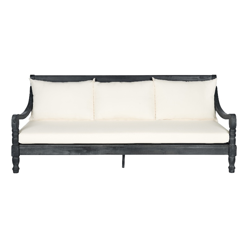 Safavieh Pasadena Wood Daybed in Dark Gray / Beige