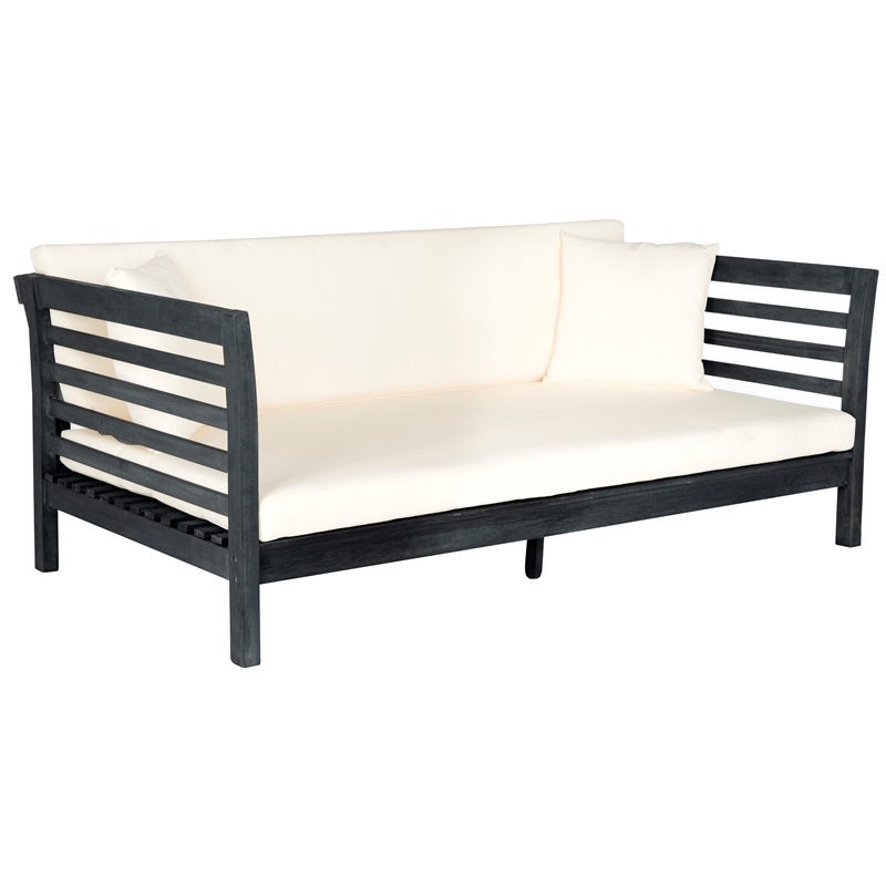 Safavieh Malibu Wood Day Bed in Dark Gray / Beige