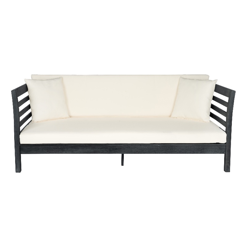 Safavieh Malibu Wood Day Bed in Dark Gray / Beige