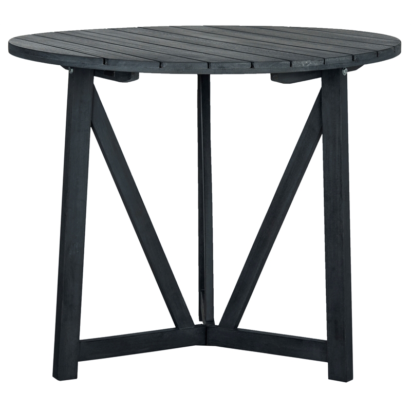 Safavieh Cloverdale Round Wood Table in Dark Gray / Beige