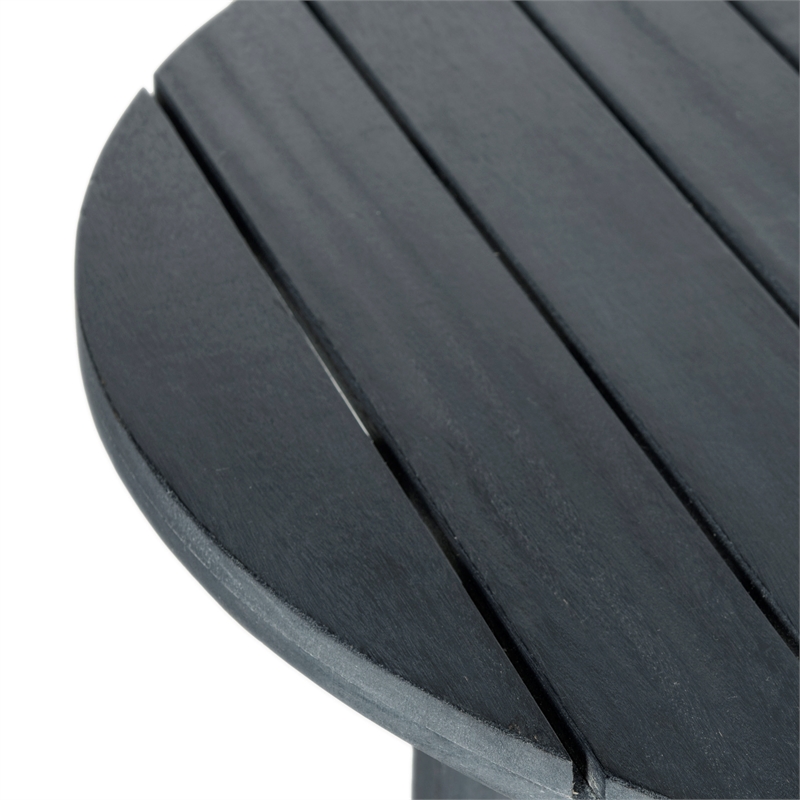 Safavieh Cloverdale Round Wood Table in Dark Gray / Beige