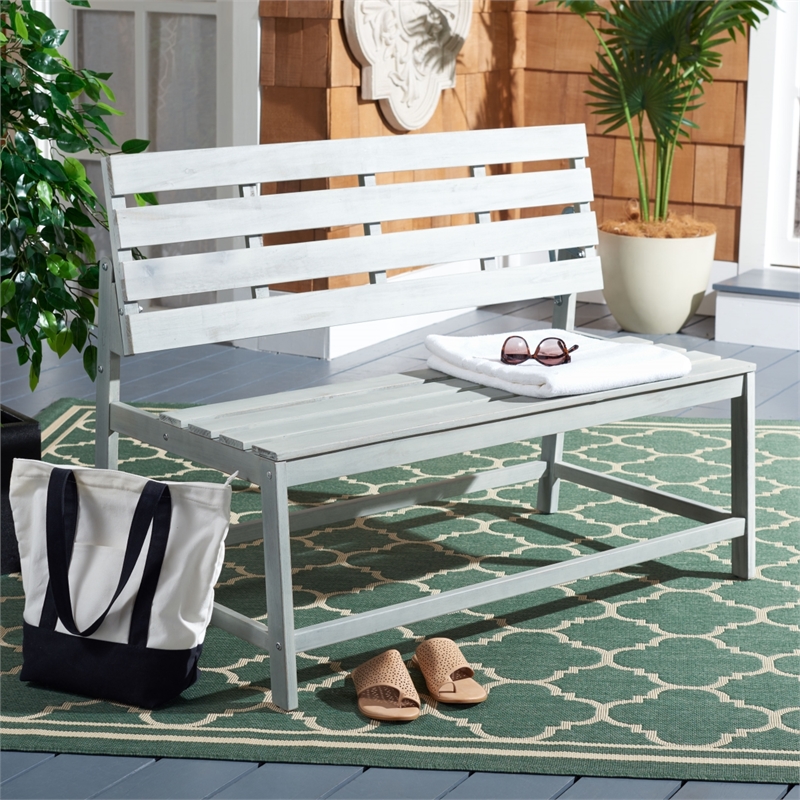 Safavieh Ruben Wood Balcony Bench and Table in Ash