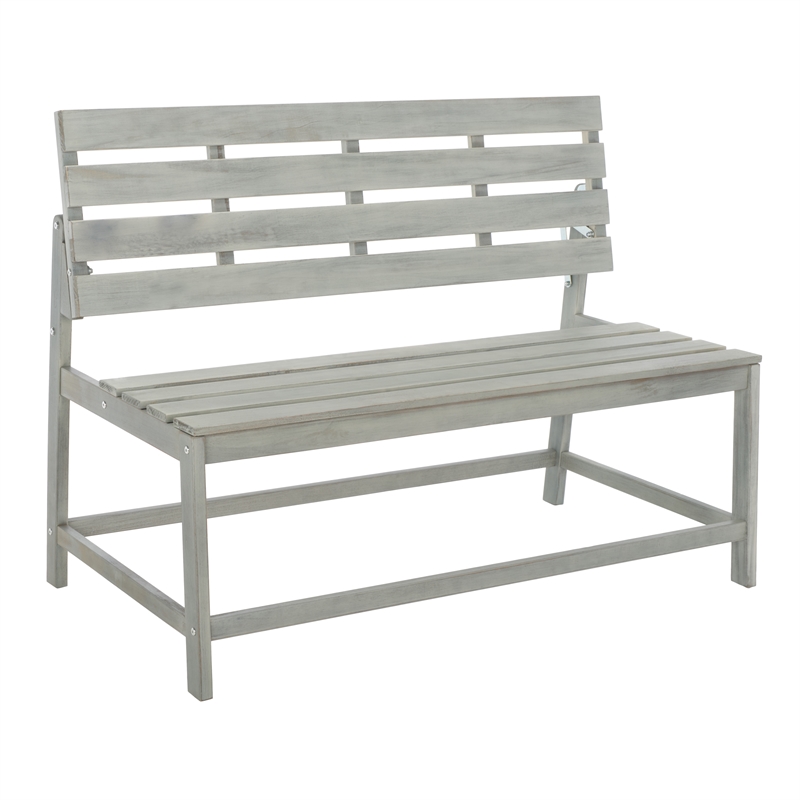 Safavieh Ruben Wood Balcony Bench and Table in Ash