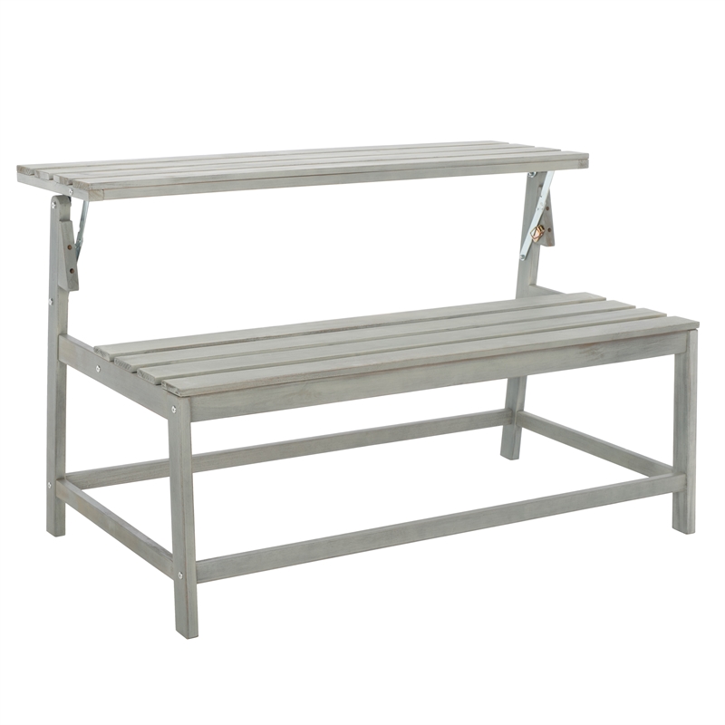 Safavieh Ruben Wood Balcony Bench and Table in Ash