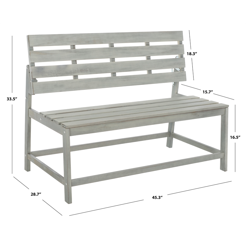 Safavieh Ruben Wood Balcony Bench and Table in Ash