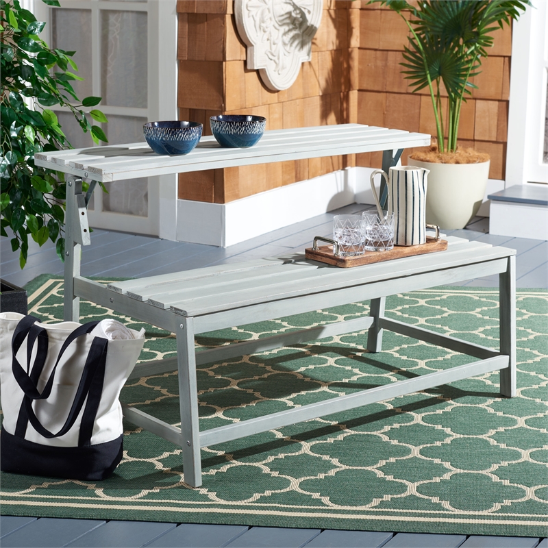 Safavieh Ruben Wood Balcony Bench and Table in Ash