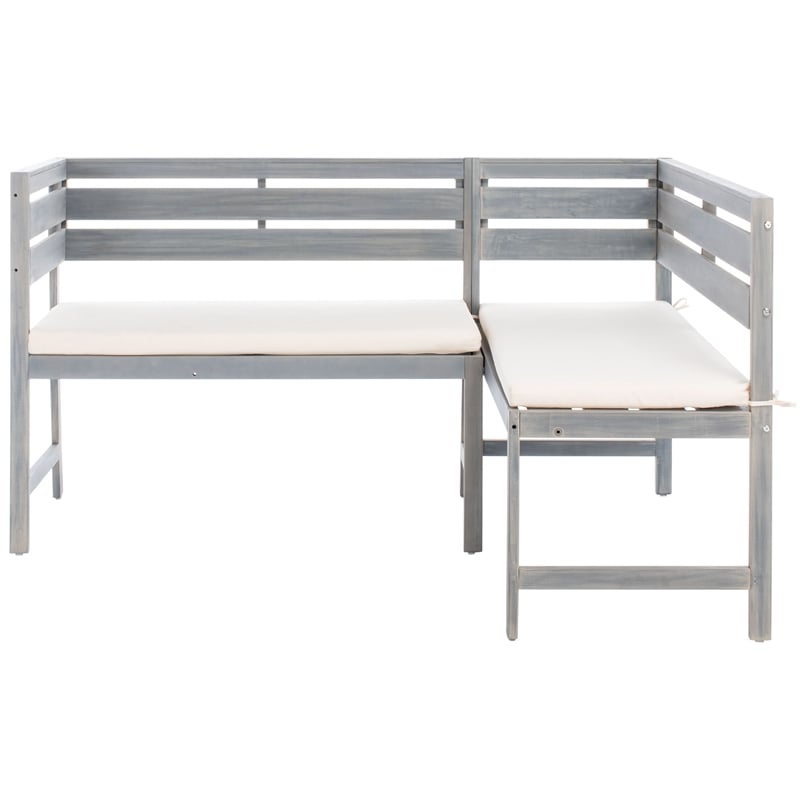 Safavieh Wilton Balcony Corner Wood Lounge Set in Ash / White