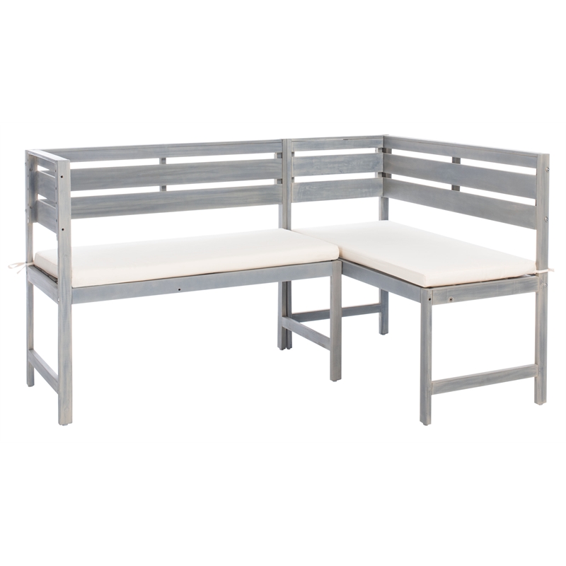 Safavieh Wilton Balcony Corner Wood Lounge Set in Ash / White