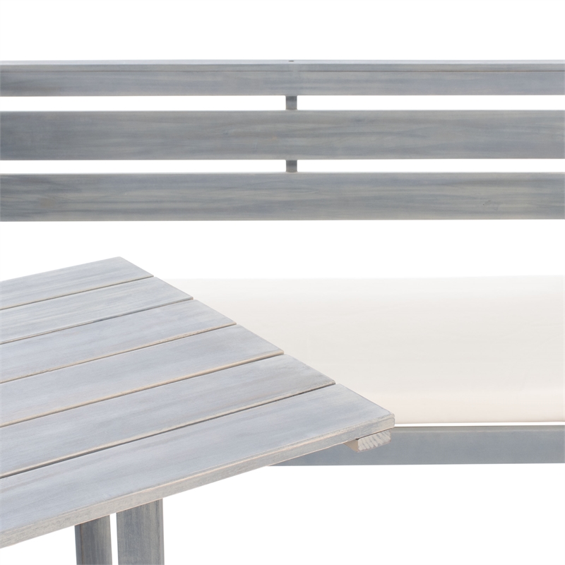 Safavieh Wilton Balcony Corner Wood Lounge Set in Ash / White