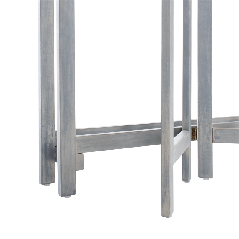 Safavieh Wilton Balcony Corner Wood Lounge Set in Ash / White