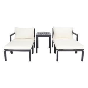 Safavieh Pratia 5Pc Wood Outdoor Set in Dark Gray / Beige
