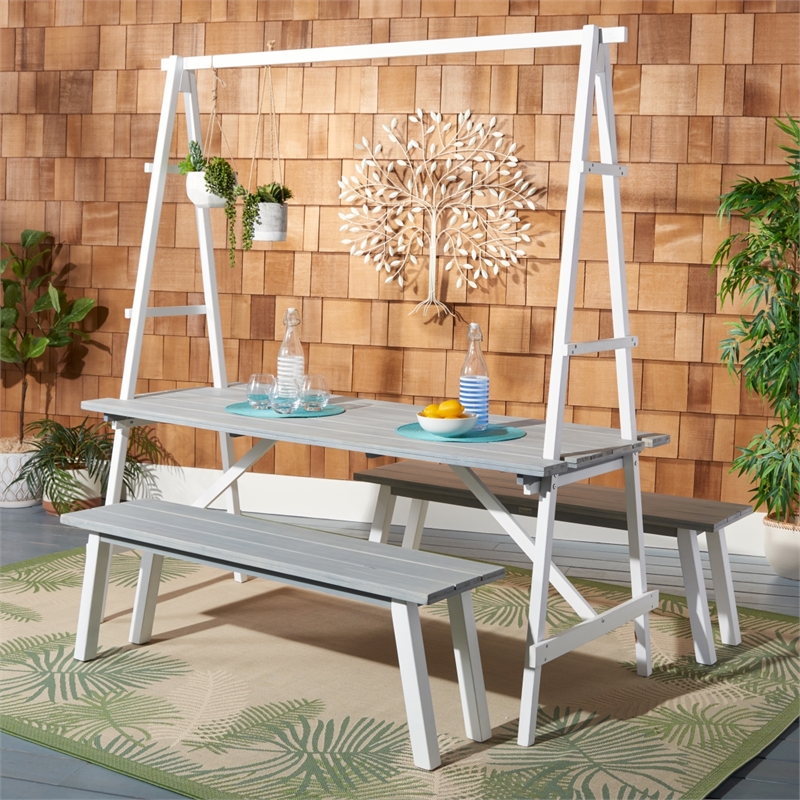 Safavieh Willamy 3 Pc Wood Dining Set in Ash