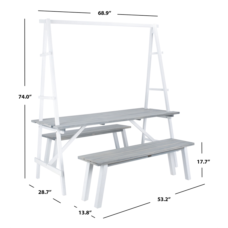 Safavieh Willamy 3 Pc Wood Dining Set in Ash