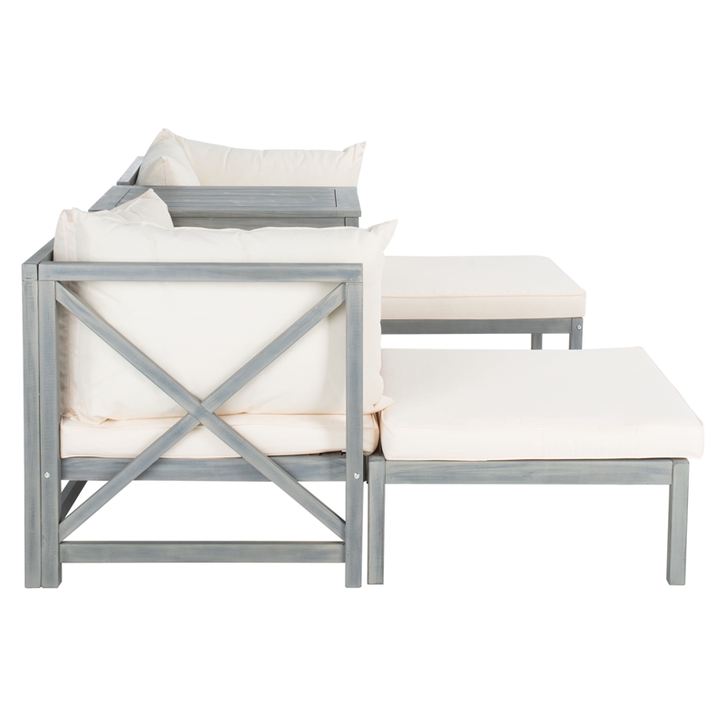 Safavieh Ronson 5 Pc Wood Sectional Set in Ash / Beige