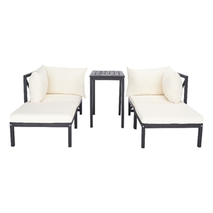 Safavieh Ronson 5 Pc Wood Sectional Set in Dark Gray / Beige