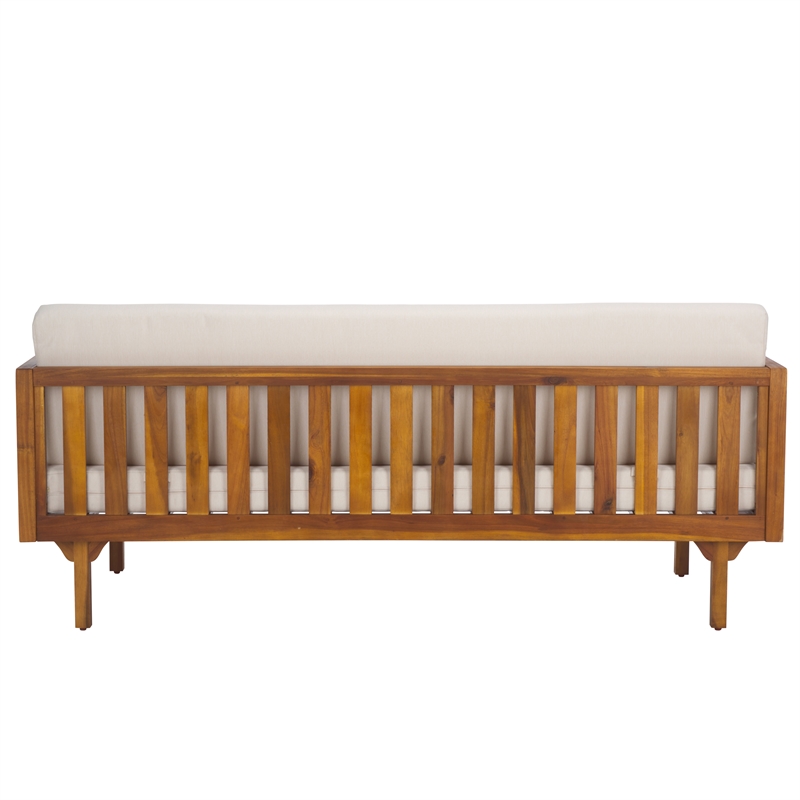 Safavieh Napoli 3-Seater Wood Bench  in Teak / Brown / Cream