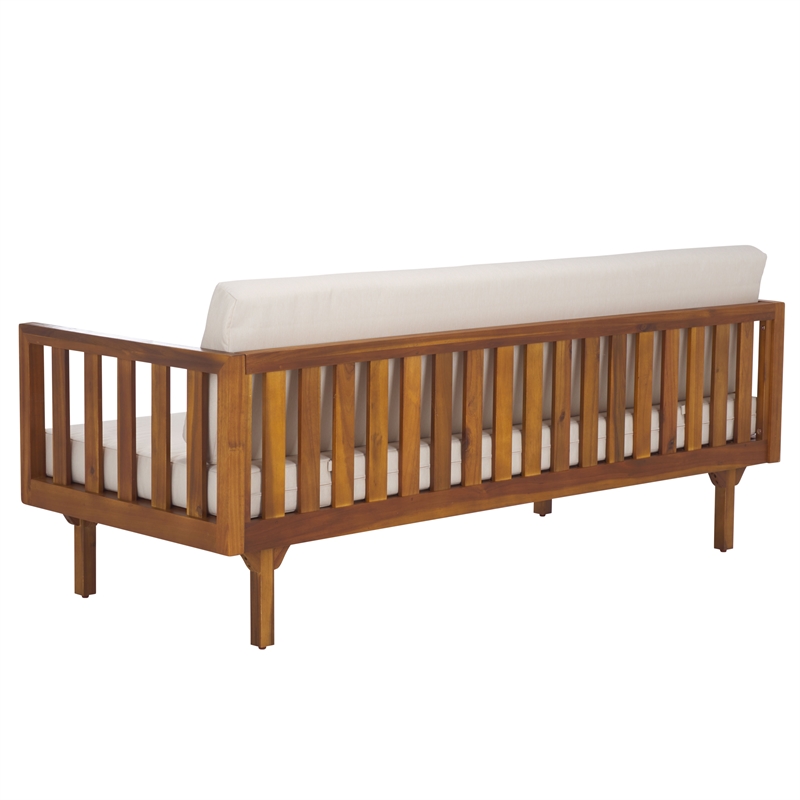 Safavieh Napoli 3-Seater Wood Bench  in Teak / Brown / Cream