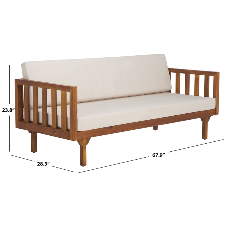 Safavieh Napoli 3-Seater Wood Bench  in Teak / Brown / Cream