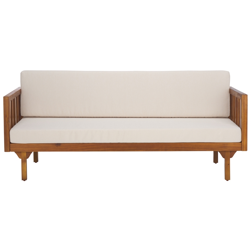 Safavieh Napoli 3-Seater Wood Bench  in Teak / Brown / Cream