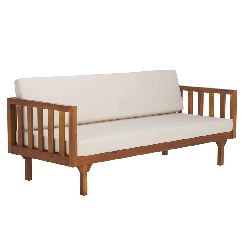 Safavieh Napoli 3-Seater Wood Bench  in Teak / Brown / Cream