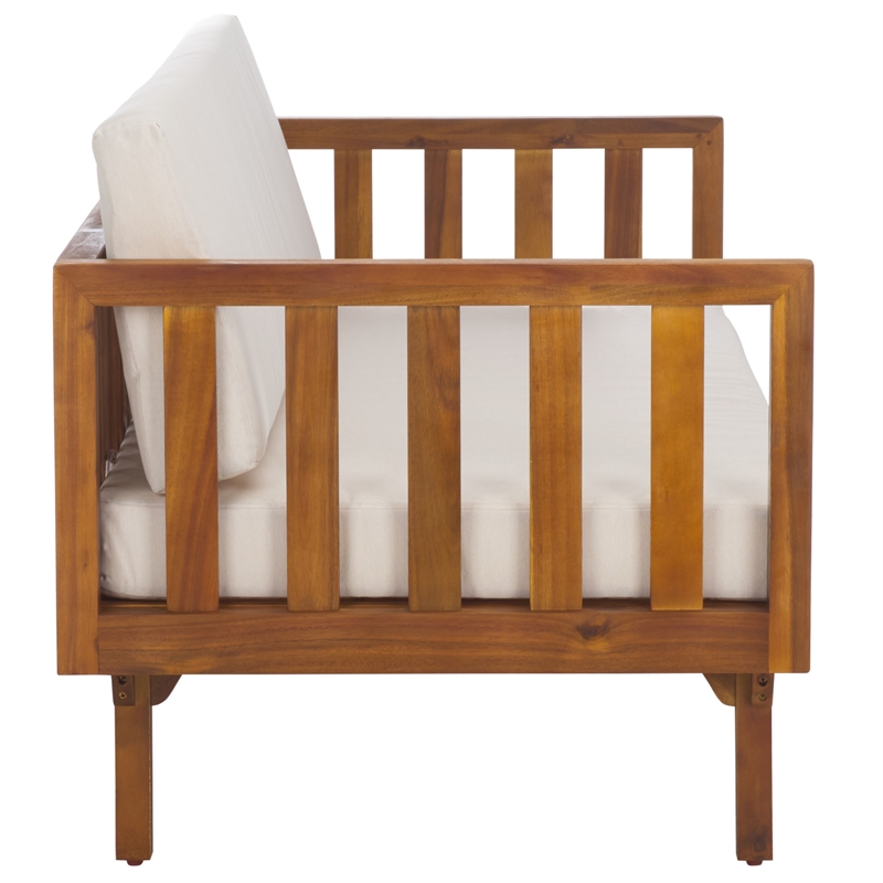 Safavieh Napoli 3-Seater Wood Bench  in Teak / Brown / Cream