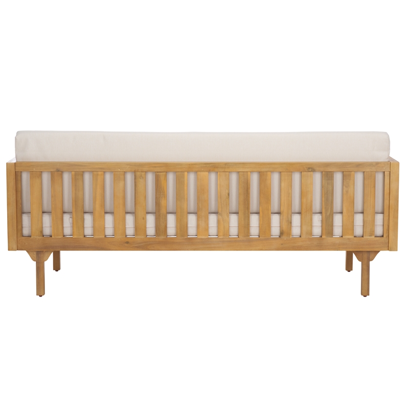 Safavieh Napoli 3-Seater Wood Bench in Oak / Cream
