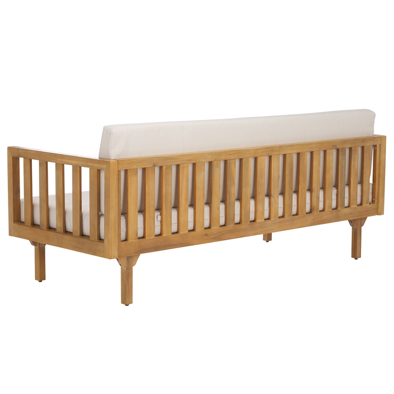 Safavieh Napoli 3-Seater Wood Bench in Oak / Cream