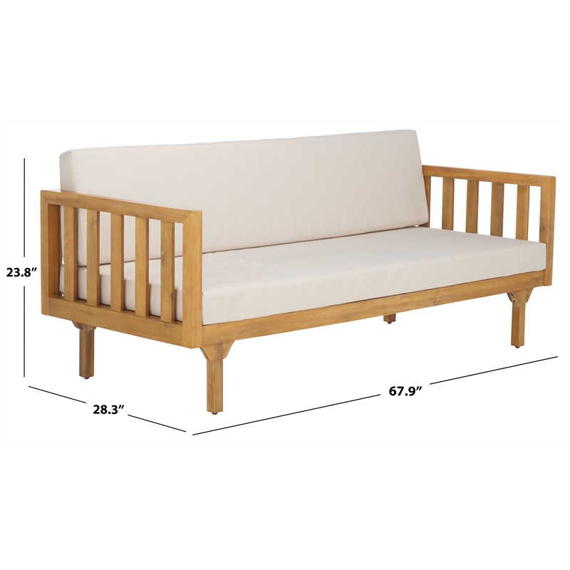 Safavieh Napoli 3-Seater Wood Bench in Oak / Cream