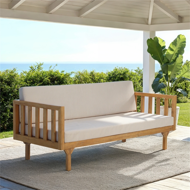 Safavieh Napoli 3-Seater Wood Bench in Oak / Cream