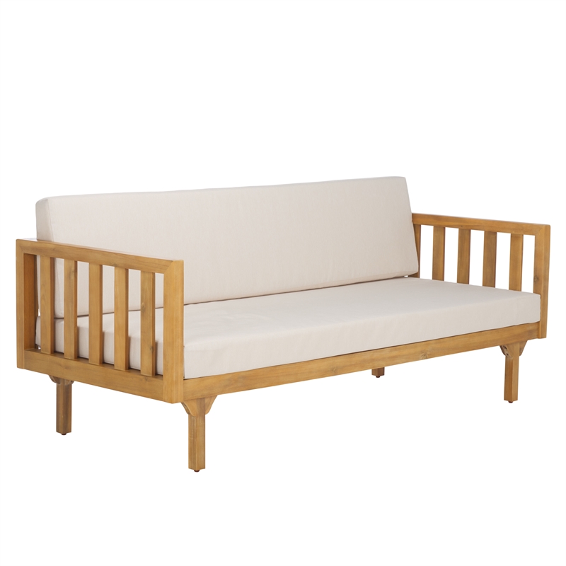 Safavieh Napoli 3-Seater Wood Bench in Oak / Cream