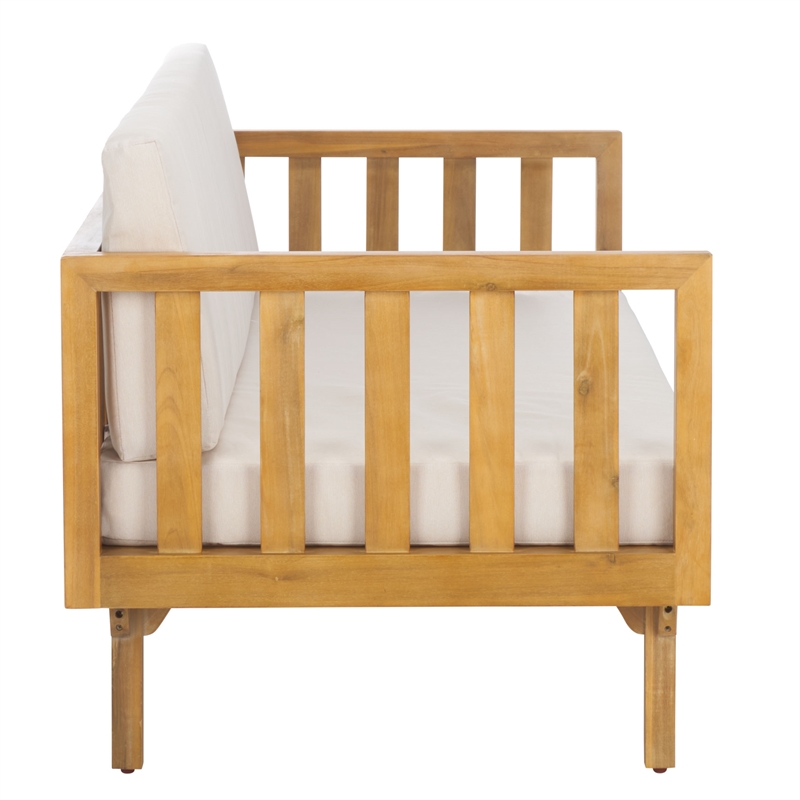 Safavieh Napoli 3-Seater Wood Bench in Oak / Cream