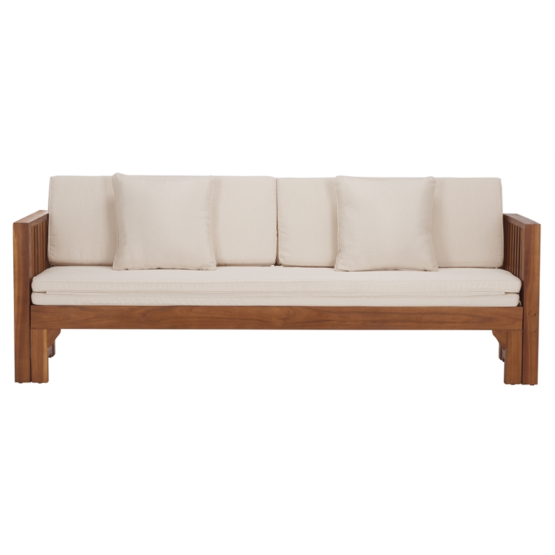 Safavieh Napoli Wood Bench & Bed in Teak / Brown / Cream
