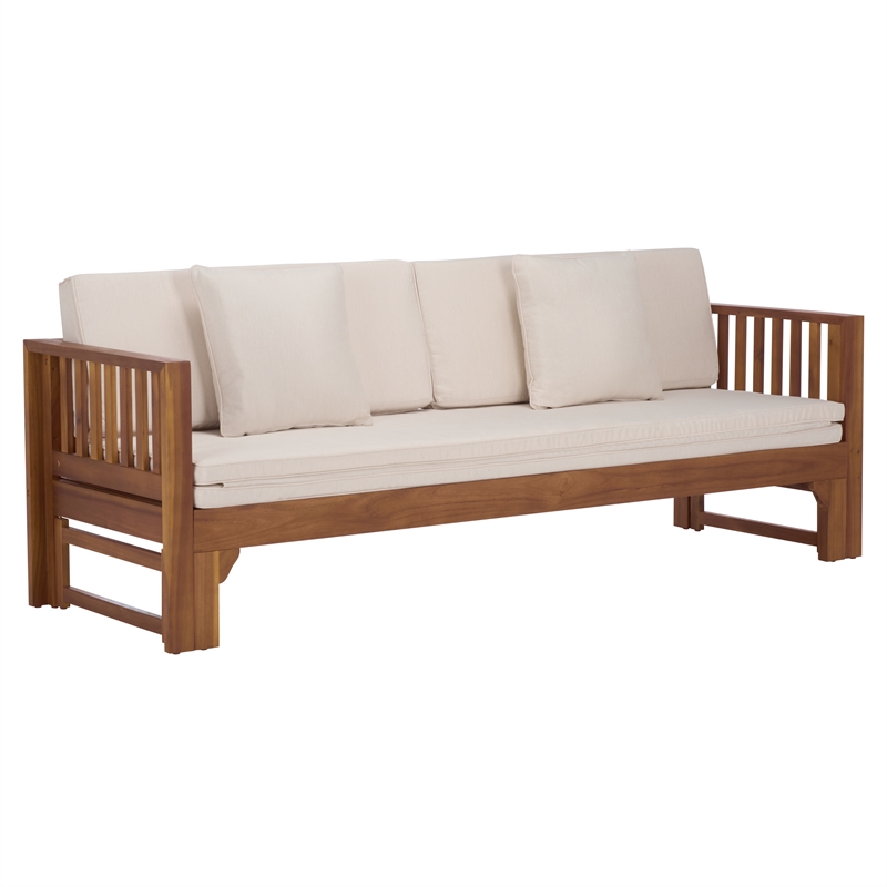 Safavieh Napoli Wood Bench & Bed in Teak / Brown / Cream
