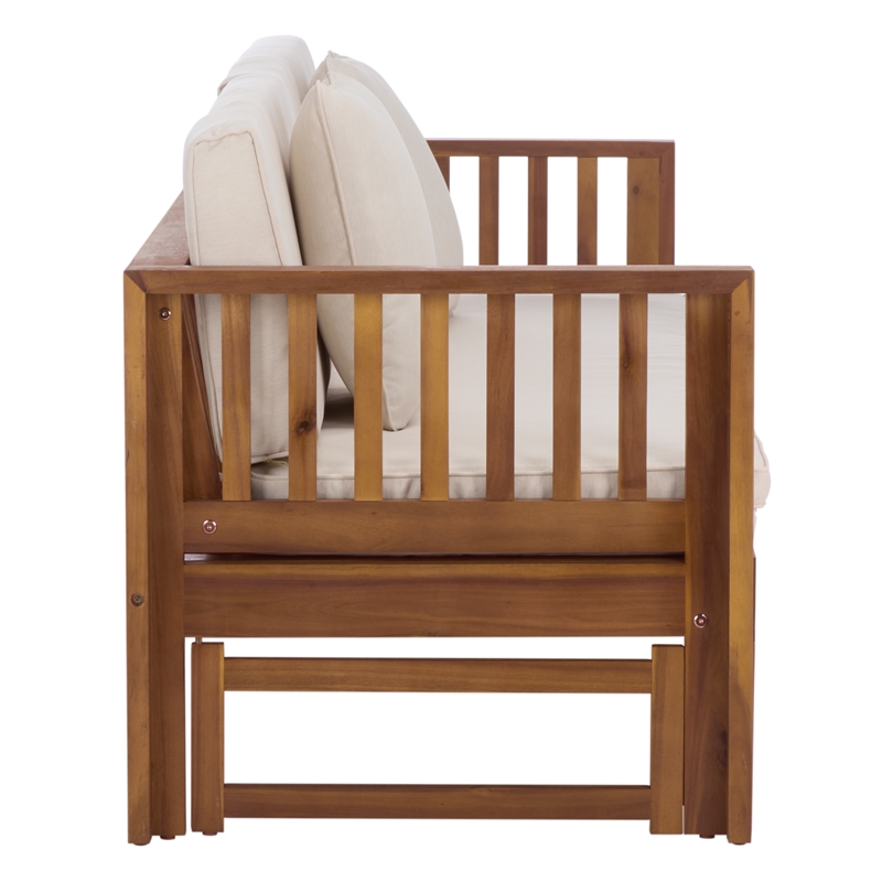 Safavieh Napoli Wood Bench & Bed in Teak / Brown / Cream