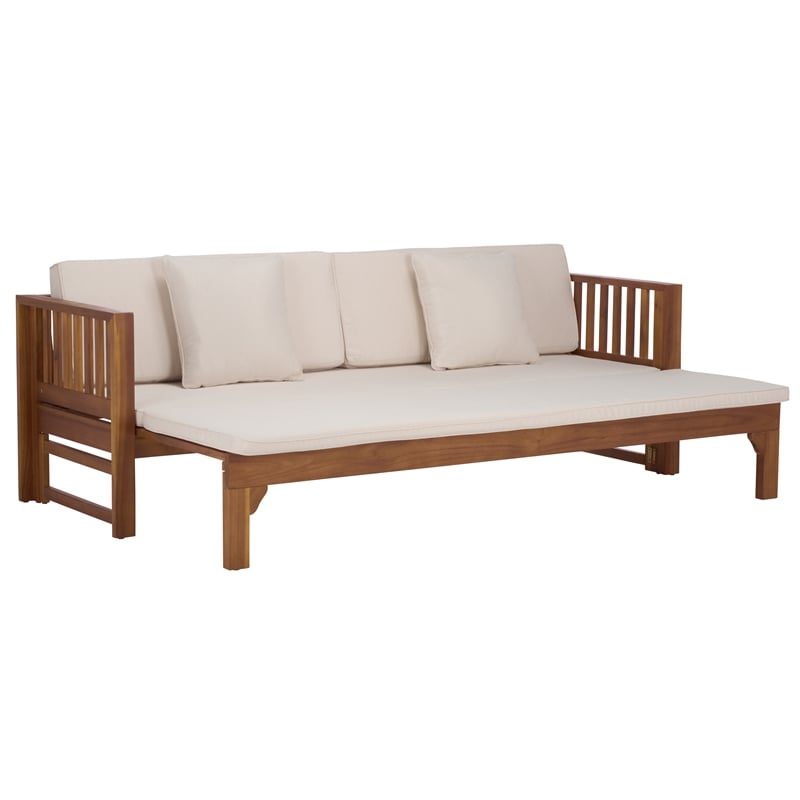 Safavieh Napoli Wood Bench & Bed in Teak / Brown / Cream