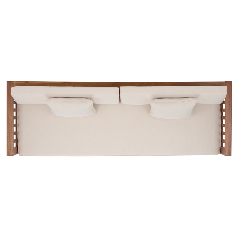 Safavieh Napoli Wood Bench & Bed in Teak / Brown / Cream