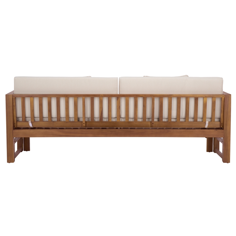 Safavieh Napoli Wood Bench & Bed in Teak / Brown / Cream