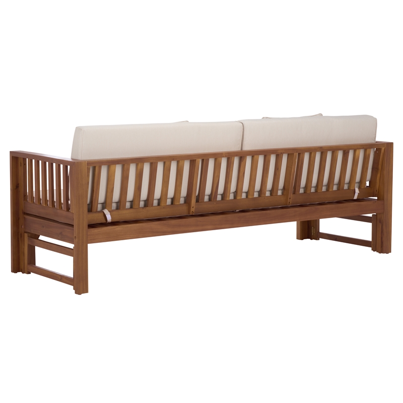 Safavieh Napoli Wood Bench & Bed in Teak / Brown / Cream