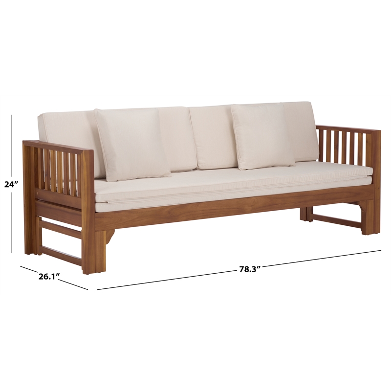 Safavieh Napoli Wood Bench & Bed in Teak / Brown / Cream