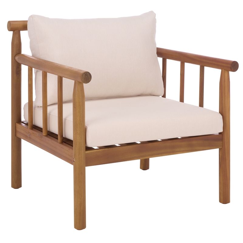 Safavieh Cardori Wood Chair Set of 2 in Teak / Brown / Cream