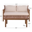 Safavieh Cardori Wood Bench + Table in Teak / Brown / Cream