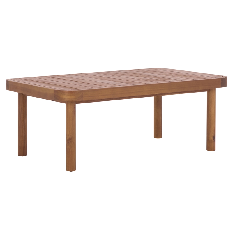 Safavieh Cardori Wood Bench + Table in Teak / Brown / Cream